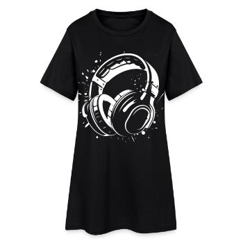Dj Headphones Sketch - Robe T-shirt Femme - noir - Devant