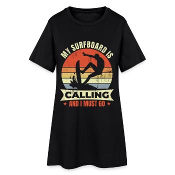 Ma planche de surf m’appelle et je dois y aller - Robe T-shirt Femme - noir - Devant