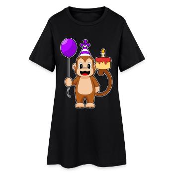Monkey Birthday Balloon - Women’s T-Shirt Dress - black - Front