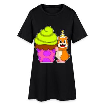 Cupcake d’anniversaire de hamster - Robe T-shirt Femme - noir - Devant