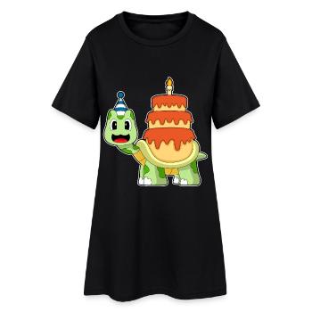 Turtle Birthday Cake - Women’s T-Shirt Dress - black - Front