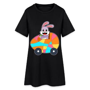 Voiture de Pâques Bunny - Robe T-shirt Femme - noir - Devant