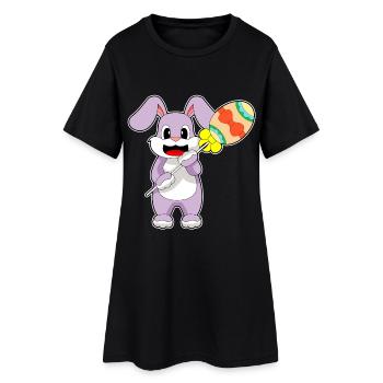 Oeuf de Pâques lapin - Robe T-shirt Femme - noir - Devant