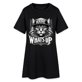 Maine Coon Cat Cool What's Up Hip Hop Gift - Women’s T-Shirt Dress - black - Front