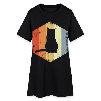 Chat rétro - Robe T-shirt Femme - noir - Devant