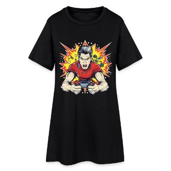 Gamer Cartoon Style - Women’s T-Shirt Dress - black - Front