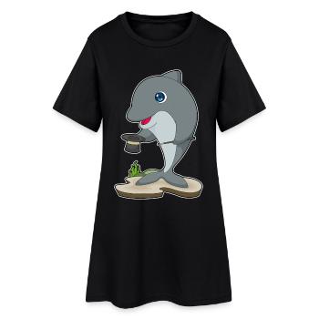 Dolphin Wizard Top Hat - Women’s T-Shirt Dress - black - Front