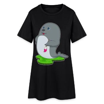 Peinture au pinceau Seal Painter - Robe T-shirt Femme - noir - Devant