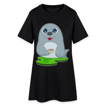 Tasse à café Seal - Robe T-shirt Femme - noir - Devant