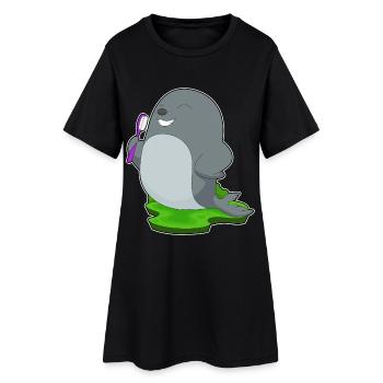Scellez la brosse à dents - Robe T-shirt Femme - noir - Devant