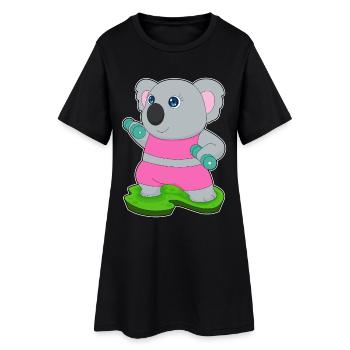 Bodybuilder Koala Haltères Bodybuilding - Robe T-shirt Femme - noir - Devant