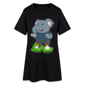 Bodybuilding éléphant avec haltères - Robe T-shirt Femme - noir - Devant