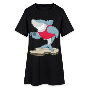 Bodybuilding Shark Bodybuilder avec haltères - Robe T-shirt Femme - noir - Devant