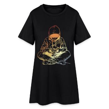 Gamer dessinant un look rétro - Robe T-shirt Femme - noir - Devant