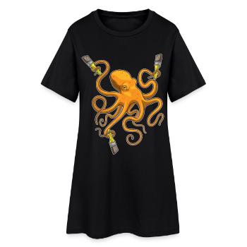 Peinture au pinceau Octopus Painter - Robe T-shirt Femme - noir - Devant
