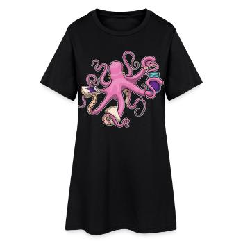 Sandwich au poulpe - Robe T-shirt Femme - noir - Devant