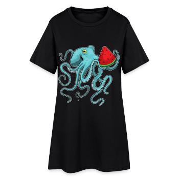 Poulpe Pastèque - Robe T-shirt Femme - noir - Devant