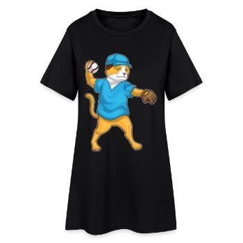 Sports de gants de baseball de baseball Cat - Robe T-shirt Femme - noir - Devant