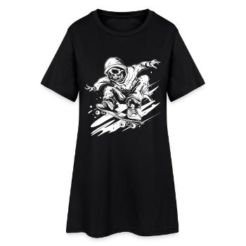 Style de dessin animé de skateboard - Robe T-shirt Femme - noir - Devant