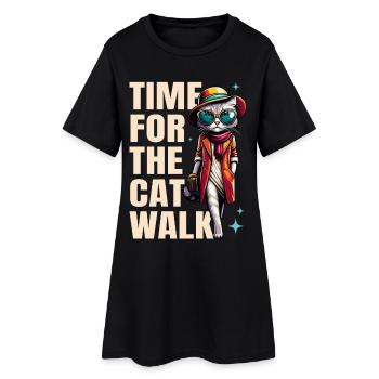 Cat Runway Mode « C’est l’heure du défilé » - Robe T-shirt Femme - noir - Devant