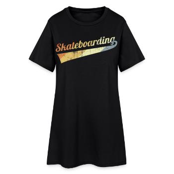 Skateboard rétro - Robe T-shirt Femme - noir - Devant