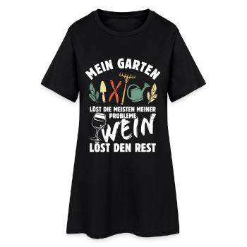 Mein Garten löst meine Probleme - Wein Spruch - Frauen T-Shirt-Kleid - Schwarz - Vorne