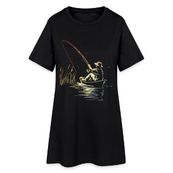 Croquis de pêche rétro - Robe T-shirt Femme - noir - Devant