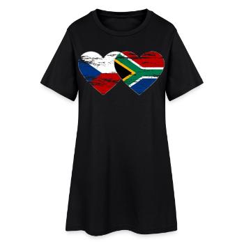 République tchèque Afrique du Sud drapeau coeur utilisé - Robe T-shirt Femme - noir - Devant