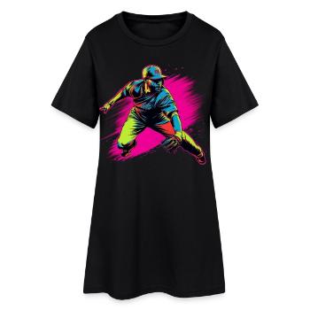 Baseball Player Steamwave - Women’s T-Shirt Dress - black - Front