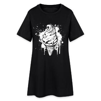 Eiswaffel Splash - Frauen T-Shirt-Kleid - Schwarz - Vorne