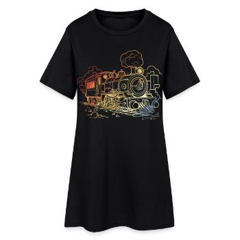Croquis de locomotive des années 90 - Robe T-shirt Femme - noir - Devant