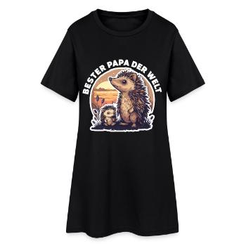 Papa Vater Bester Papa der Welt Igel Spruch - Frauen T-Shirt-Kleid - Schwarz - Vorne