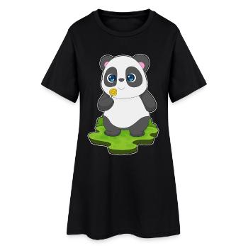Sucette panda - Robe T-shirt Femme - noir - Devant