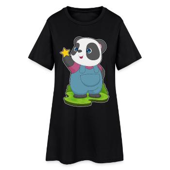 Étoile Panda - Robe T-shirt Femme - noir - Devant