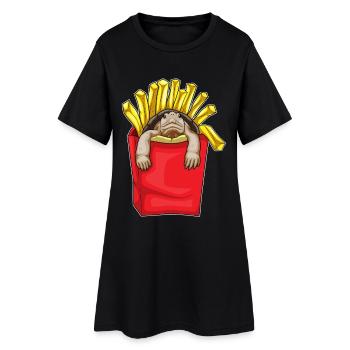 Schildkröte Pommes frites - Frauen T-Shirt-Kleid - Schwarz - Vorne