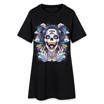 Crâne de squelette scintillant avec arc-en-ciel - Robe T-shirt Femme - noir - Devant