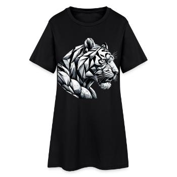 Tiger Head Geometric Geometry Gift - Women’s T-Shirt Dress - black - Front