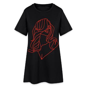 Portrait of a woman in red - Women’s T-Shirt Dress - black - Front