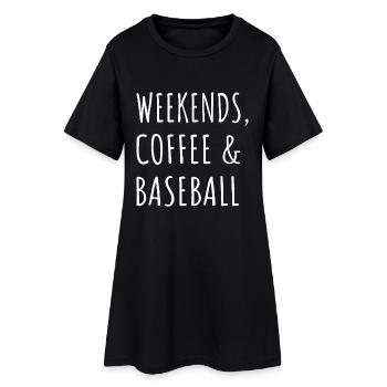 Week-ends, café et baseball I - Robe T-shirt Femme - noir - Devant
