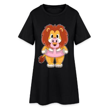 Löwe Flamingo - Frauen T-Shirt-Kleid - Schwarz - Vorne