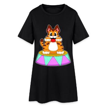 Tiger Zirkus - Frauen T-Shirt-Kleid - Schwarz - Vorne
