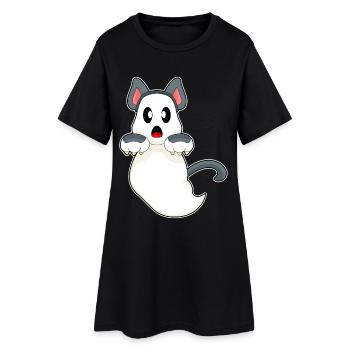 Cat Halloween Ghost - Women’s T-Shirt Dress - black - Front
