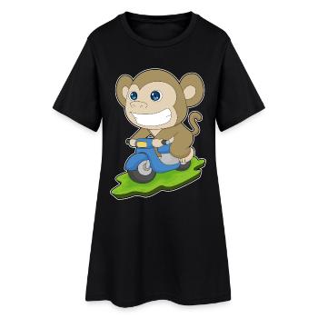 Affe Motorroller - Frauen T-Shirt-Kleid - Schwarz - Vorne