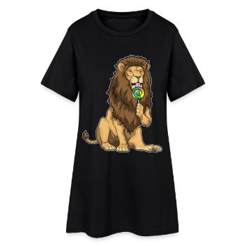 Löwe Lutscher - Frauen T-Shirt-Kleid - Schwarz - Vorne