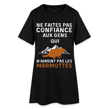 Marmottes - Robe T-shirt Femme - noir - Devant