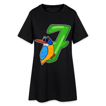Motif Oiseau 7ème Anniversaire - 7 ans - Robe T-shirt Femme - noir - Devant