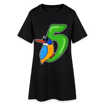 Motif 5ème Anniversaire Oiseau - 5 ans - Robe T-shirt Femme - noir - Devant