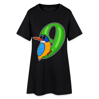 9th Birthday Motif Bird - 9 Years - Women’s T-Shirt Dress - black - Front