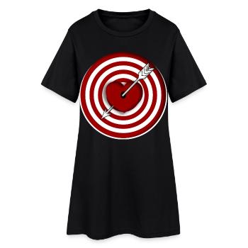 Arrow in the middle of the red heart on the target - Women’s T-Shirt Dress - black - Front
