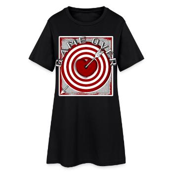 Target with arrow in heart Game over card - Women’s T-Shirt Dress - black - Front